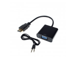 Преходник HDMI M - VGA F + Audio DeTech 15см Черен